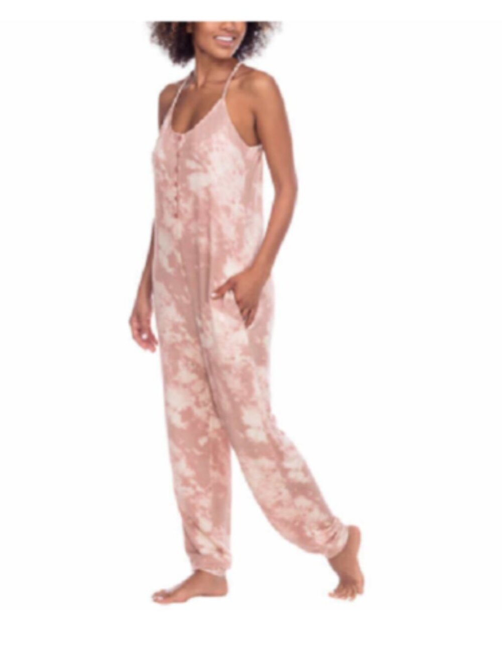 Honeydew Intimates Women's One Piece Sleep Jumpsuit, Sepia Tie Dye - Large